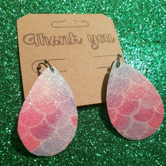 New Rainbow Mermaid Tear Drop Earrings - Picture 1 of 3